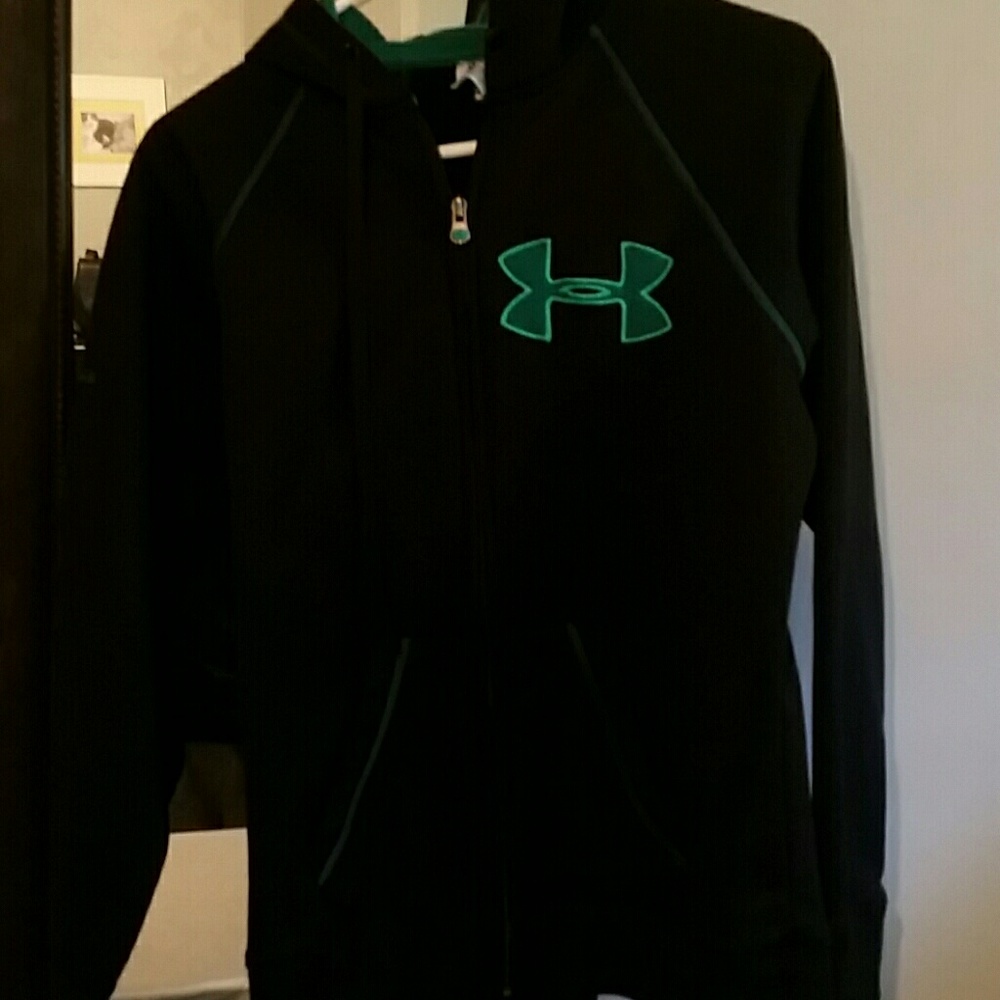 Under Armour black and turquoise zip up sweatshirt